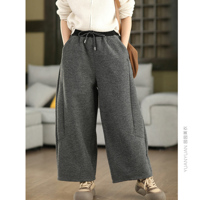 羊毛加绒阔腿裤加厚九分裤