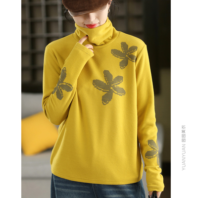 刺绣澳绒高领内搭绒衫上衣