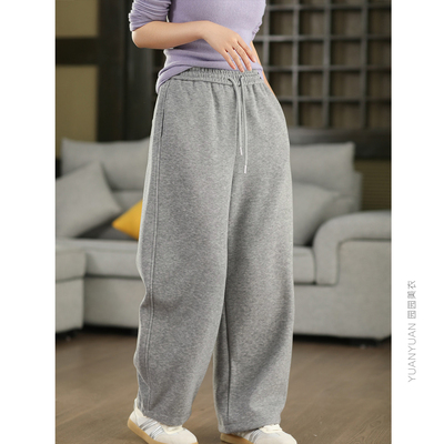 加厚欧棉绒长裤系带休闲裤显瘦