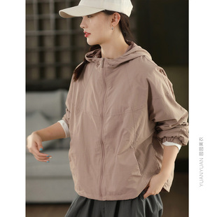 园园美衣复古高密棉连帽外套女宽松长袖拉链抽绳摆冲锋衣开衫外搭