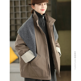 高充绒白鸭绒保暖冬季外套女时尚披肩加厚风衣中长款新款羽绒服