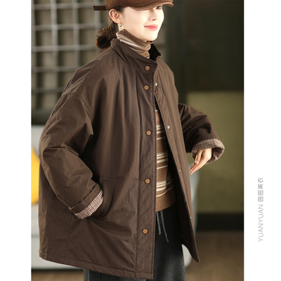 夹棉风衣外套中长款棉袄