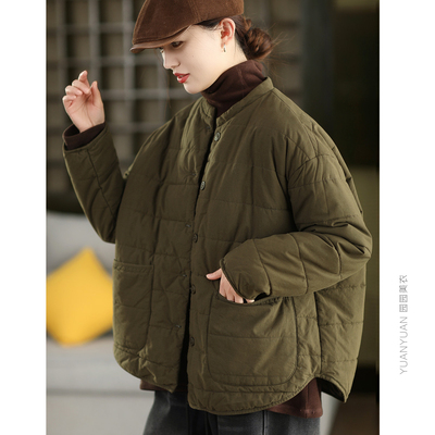 衍线夹棉全棉加厚棉袄外套