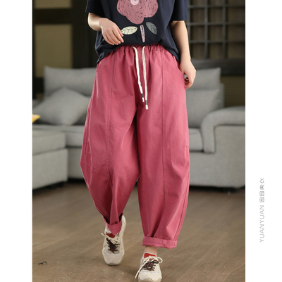 立体拼接显瘦哈伦裤文艺长裤