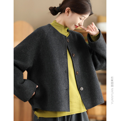 双面呢大衣短款显瘦外套