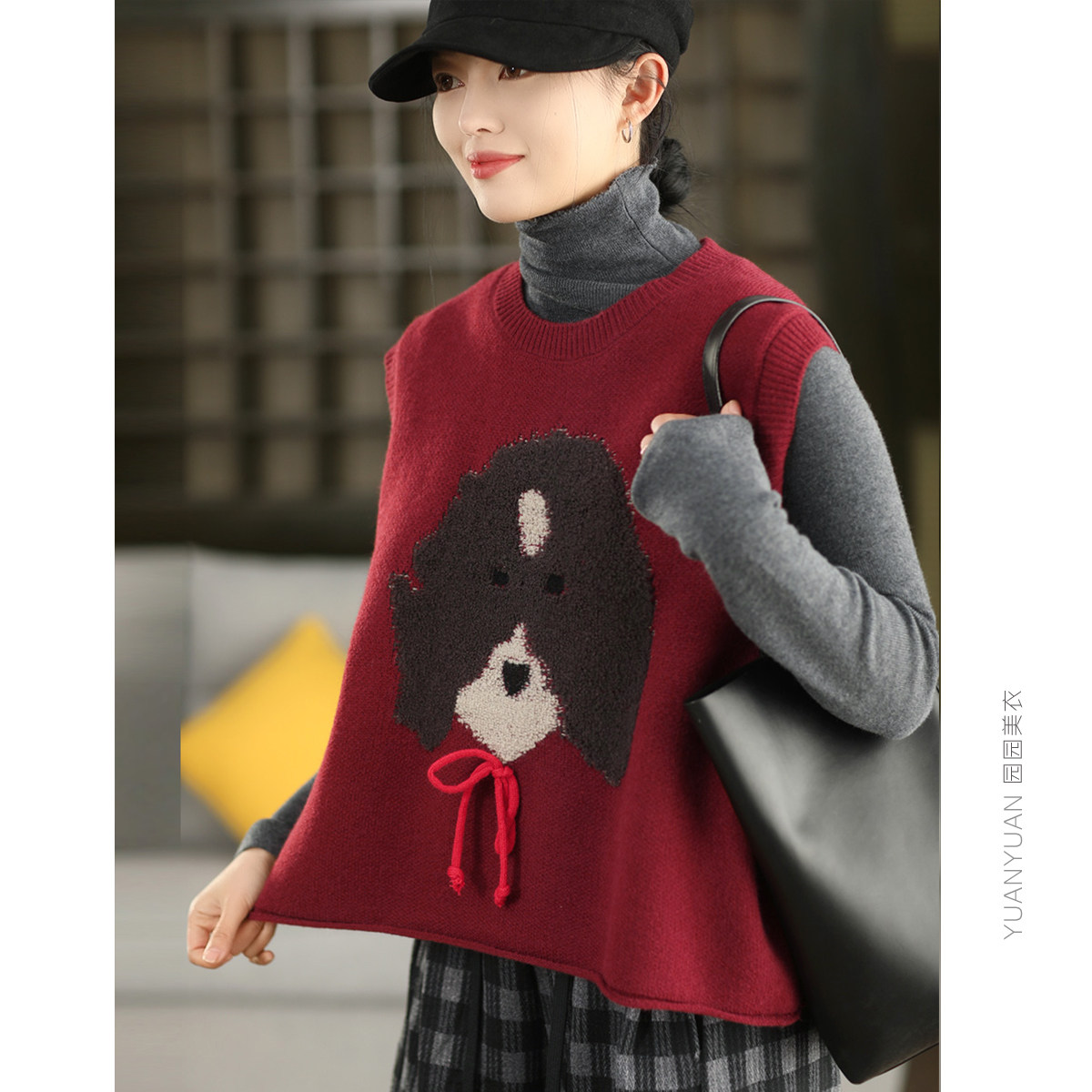 园园美衣冬季毛巾绣卡通针织无袖背心马夹百搭圆领套头马甲上衣,女装/女士精品,马夹,淘宝优惠券,粉丝福利购,淘宝优惠卷