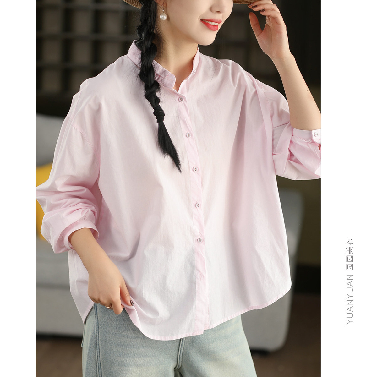 园园美衣春款复古全棉衬衫上衣女文艺100%棉单排扣长袖内搭衬衣,女装/女士精品,衬衫,淘宝优惠券,粉丝福利购,淘宝优惠卷
