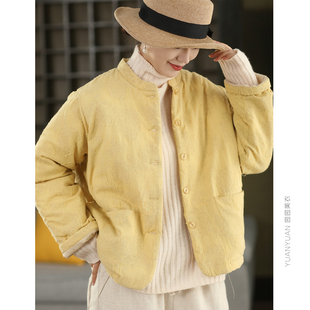 园园美衣重工提花100%亚麻夹棉薄棉袄内里全棉加厚棉袄保暖棉服