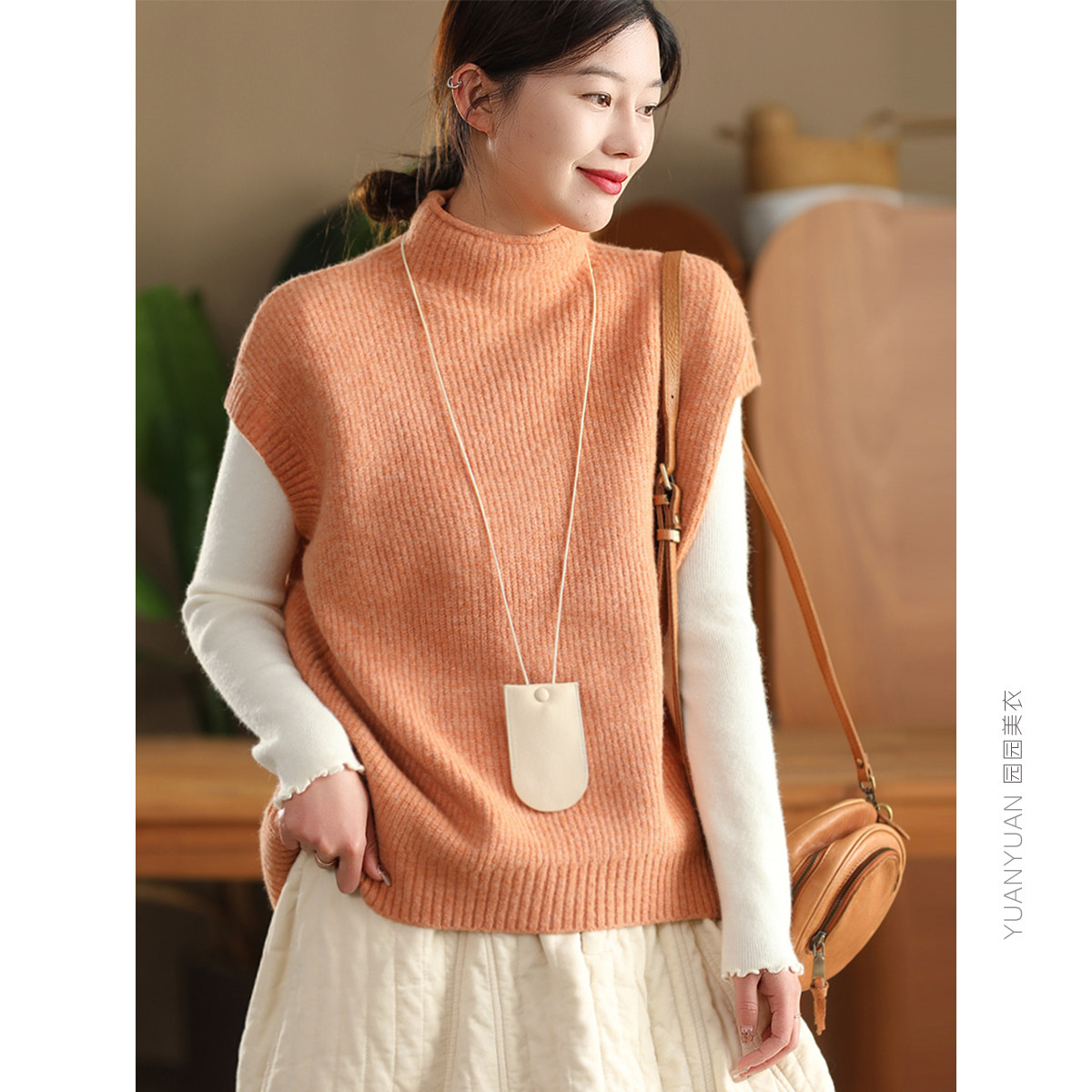 定制纱线软糯气质半高领背心马甲女百搭套头包袖马夹冬季时尚上衣,女装/女士精品,背心吊带,淘宝优惠券,粉丝福利购,淘宝优惠卷