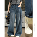 高腰显瘦直筒裤 牛仔加绒裤 复古时尚 文艺加厚休闲长裤 全员自留