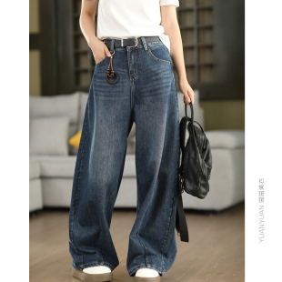 休闲长裤 园园美衣冬季 YKK高腰显瘦加绒直筒裤 时尚 复古加厚牛仔裤