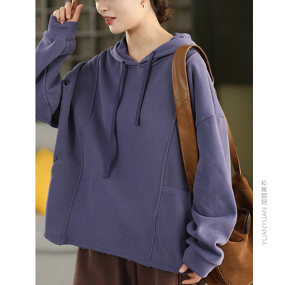 内里加绒针织棉加厚卫衣连帽上衣