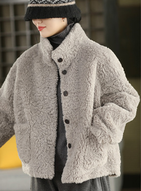 园园美衣环保毛毛加厚外套冬季时尚羊羔绒保暖内里麂皮绒皮毛一体