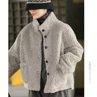 园园美衣环保毛毛加厚外套冬季时尚羊羔绒保暖内里麂皮绒皮毛一体