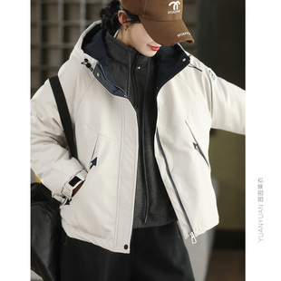 内里仿兔毛厚绒冲锋衣外套女冬季连帽高密加厚棉服加绒保暖棉袄