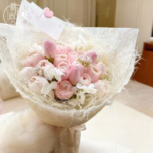 情人节高颜值天然麻丝纤维千丝纸鲜花束填充装饰花艺内衬diy资材