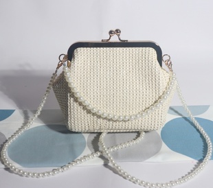 新款 仿草编包迷你贝壳夏天链条小包包女简约单肩斜挎包单肩包