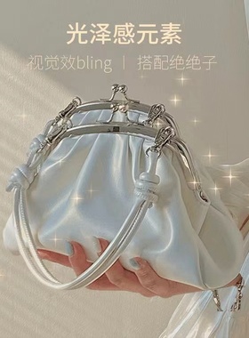 少女可爱褶皱夹子包小众高级感链条包2025新款夏手提斜挎包饺子包