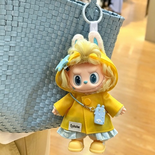 适用拉布布雨过天晴娃衣labubu慵懒西岸复古理发店系列燕麦温差