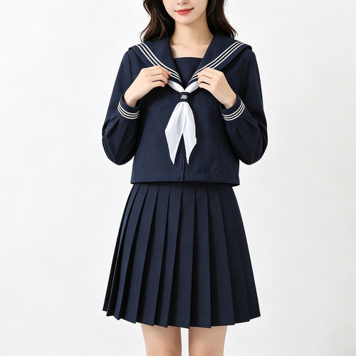 日系JK水手服长袖百褶裙校服套装
