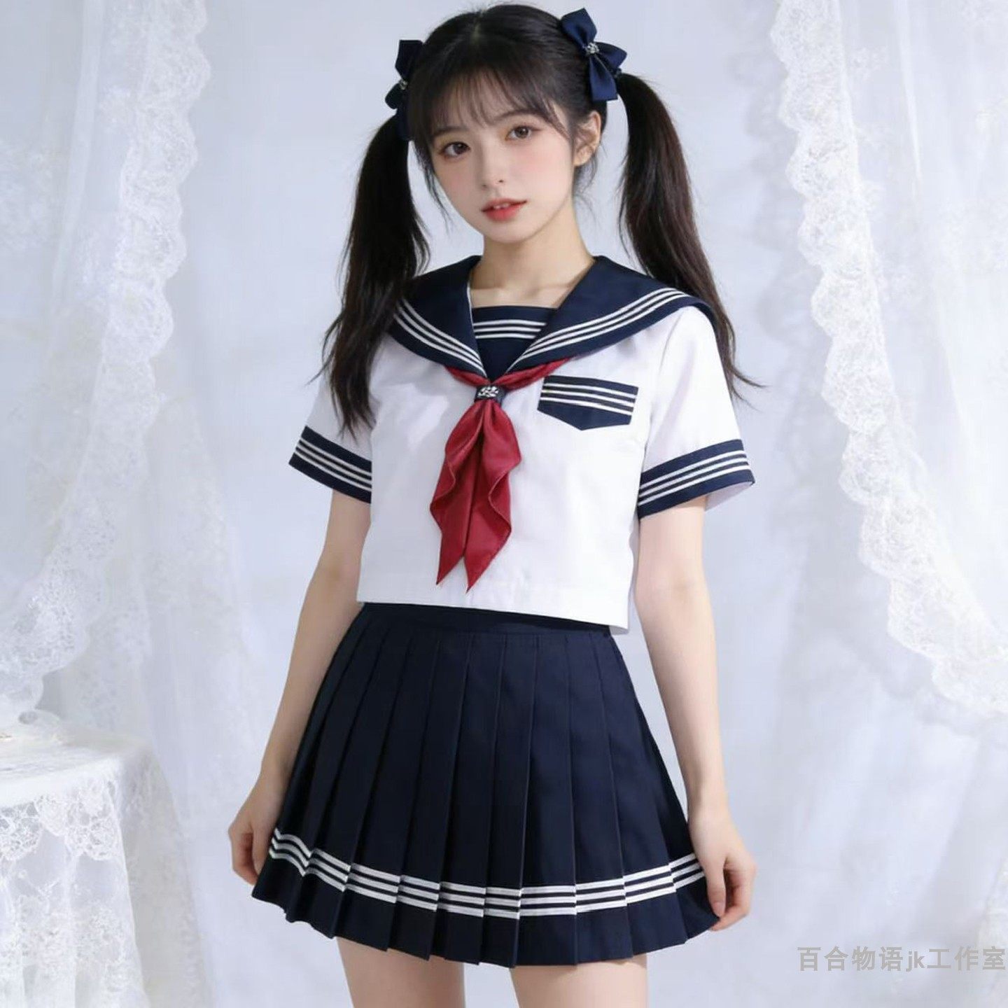 日系海军风改良白三本JK制服水手服套装女学院风软妹短裙学生校服