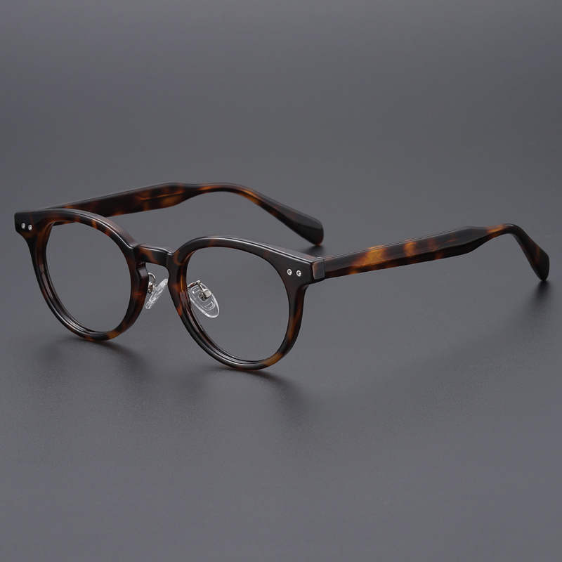 玳瑁色复古小圆眼镜框配近视变色