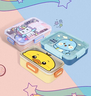 新款保温学生食堂分格便当盒上班族午餐盒lunchbox保鲜盒儿童方形