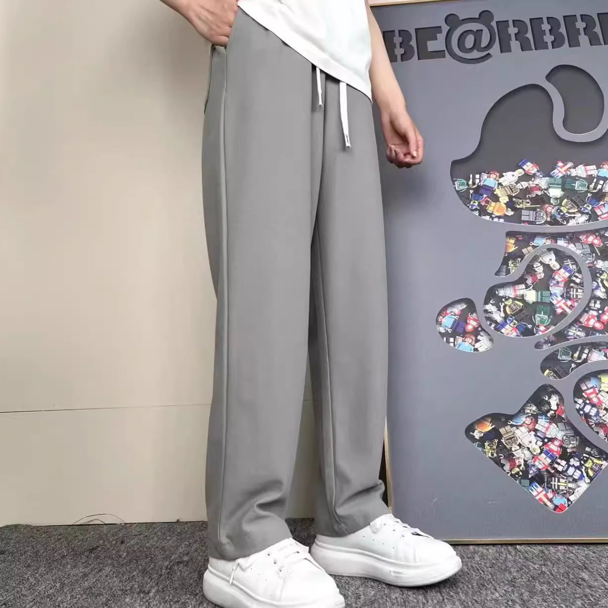 Y秋季情侣款垂感直筒运动百搭休闲裤9807
