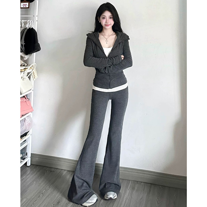 韩系气质运动套装女春学生宽松显瘦时尚洋气卫衣休闲两件套阔腿裤