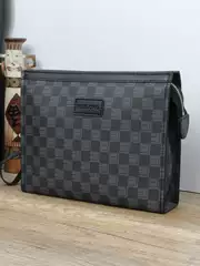 2022 New Soft Leather Checkerboard Large Clutch Bag Trendy Men's and Women's Tablet Bag Wallet Men's Clutch Bag Pu