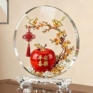 水晶摆件双喜临门平安喜乐客厅玄关桌面装饰摆件高档乔迁新居礼物