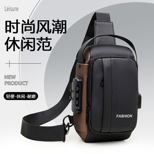 单肩 休闲小包手机包背包男士 密码 锁高级感胸包男包斜挎包2026新款