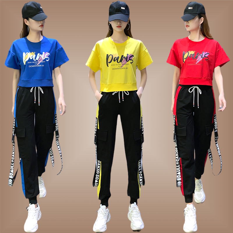 广场舞服装夏季鬼步舞飘带裤子女新款跳舞衣服宽松曳步舞运动套装