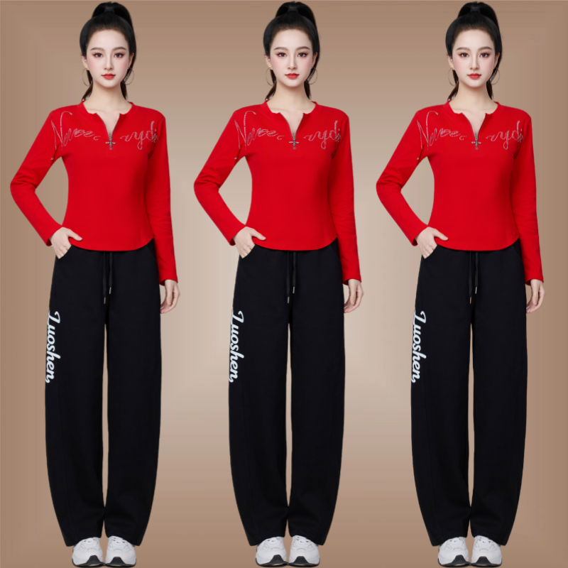 杨丽萍广场舞运动服套装新款烫钻上衣秋冬加绒裤子团体健身操服装,运动/瑜伽/健身/球迷用品,广场舞套装,淘宝优惠券,粉丝福利购,淘宝优惠卷