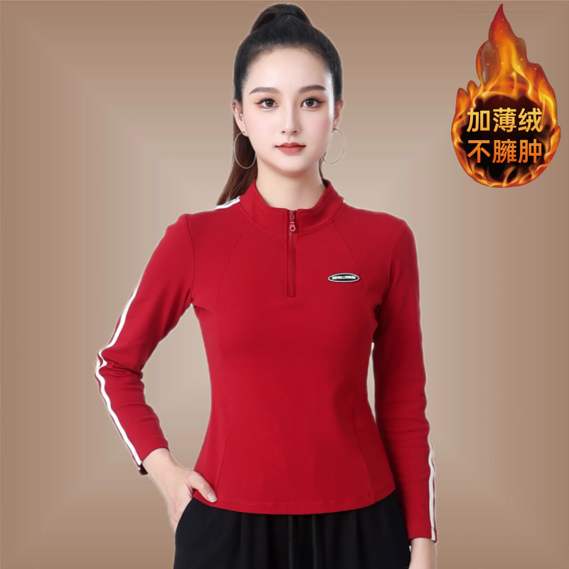 加绒广场舞服装跳舞显瘦上衣