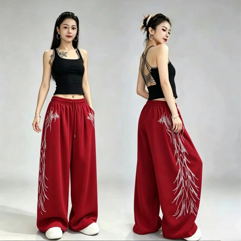 秋冬广场舞爵士舞女垂感阔腿裤