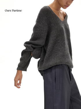 Ours Partime V领羊毛羊绒针织宽松套头毛衣 可两穿