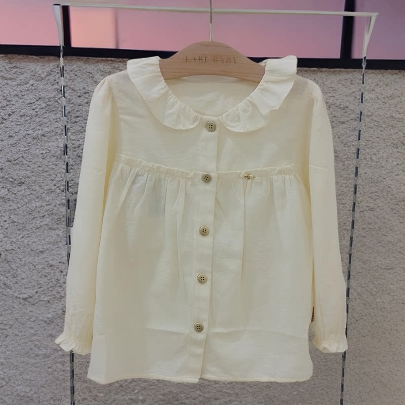 商场同款女童长袖衬衫2024秋款女宝衬衣反领白色打底衫外出服