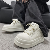 XZ110-1139#厚底面包鞋男黑白撞色休闲板鞋增高7cm系带潮鞋P130，男鞋休闲鞋，星座110