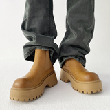 XZ110-251522#英伦风厚底马丁靴男冬季短筒牛皮保暖工装靴P130，男装棉衣，星座110