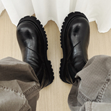 XZ110-251527#英伦风马丁靴冬厚底增高黑色短靴复古切尔西靴P130，男鞋切尔西靴，星座110