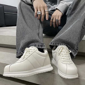 XZ110-25378#简约百搭白色厚底休闲板鞋男系带小白鞋运动鞋P120，男鞋休闲鞋，星座110