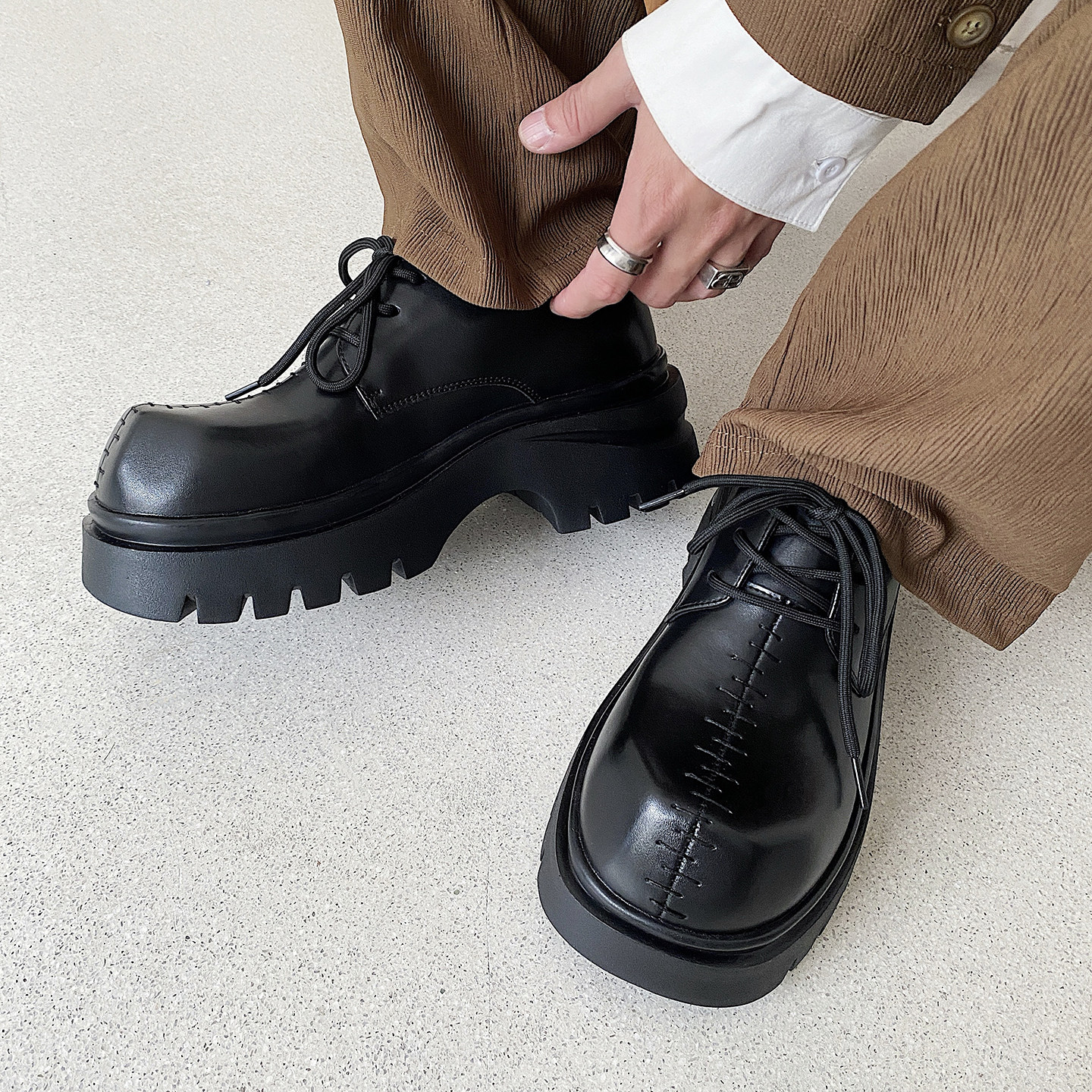 XZ110-25213#高级感男增高大头鞋英伦休闲皮鞋P120（199），男鞋皮鞋，星座110