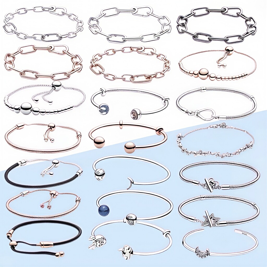 轻奢潘家风格手链S925银永恒心意交织串珠基础链时尚个性蛇骨链