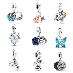 新款 蝴蝶吊饰散珠串珠diy串饰送女友 潘家手链珠子吊坠纯银风格