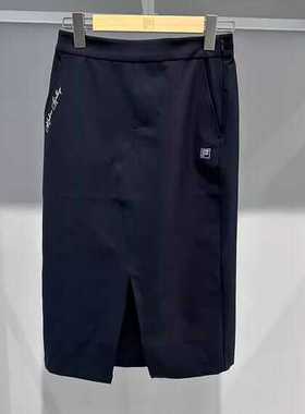 FILA斐乐女士梭织裙24夏基础简约时尚休闲通勤半身裙F11W421309