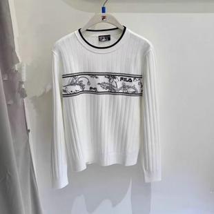 毛衣F11W518407F 舒适运动花卉圆领编织衫 斐乐fila正品 25春新女装