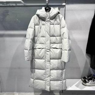 FILA斐乐潮牌2025年冬新款女装运动鹅绒长款连帽羽绒服T11W441902