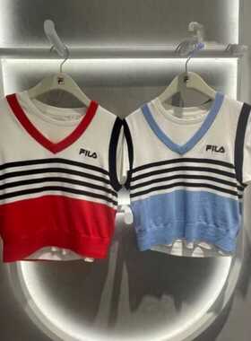 斐乐Fila正品24秋款女装运动休闲针织两件套短袖T恤衫F11W439109F