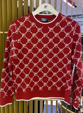 FILA斐乐2025年春新款女装时尚休闲简约套头编织衫毛衣F11W518402